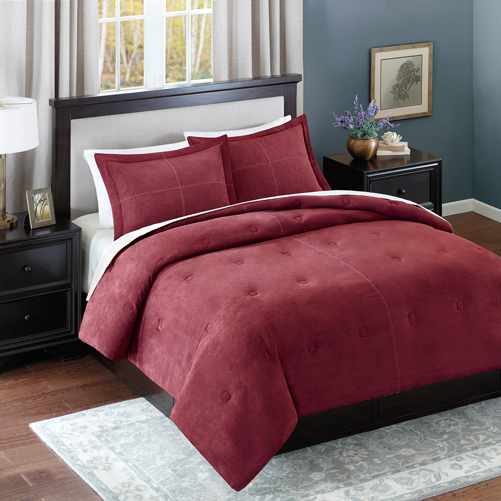 

Avenue 8 - BHG Msuede Comforter Mini Set - Red - Twin