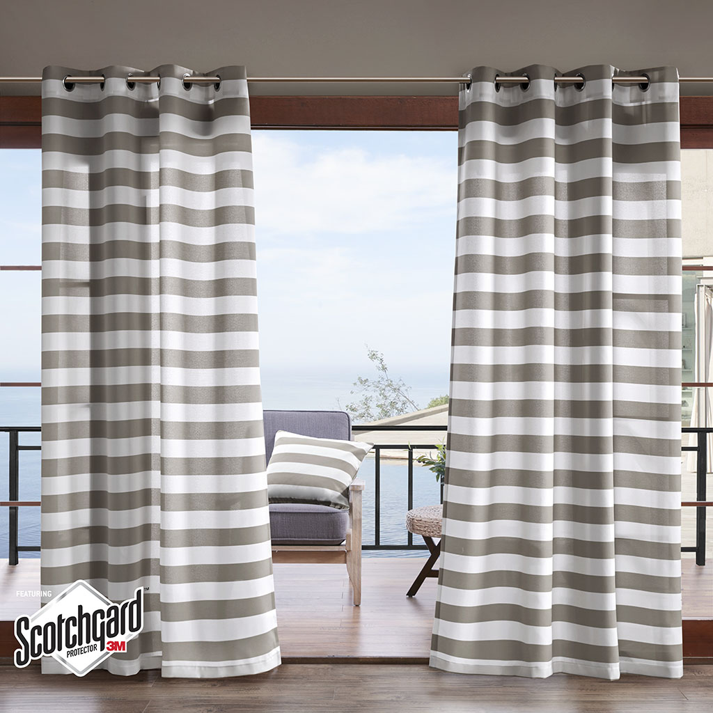 

Madison Park - Percee Printed Cabana Stripe 3M Scotchgard Outdoor Panel - Grey - 54x84