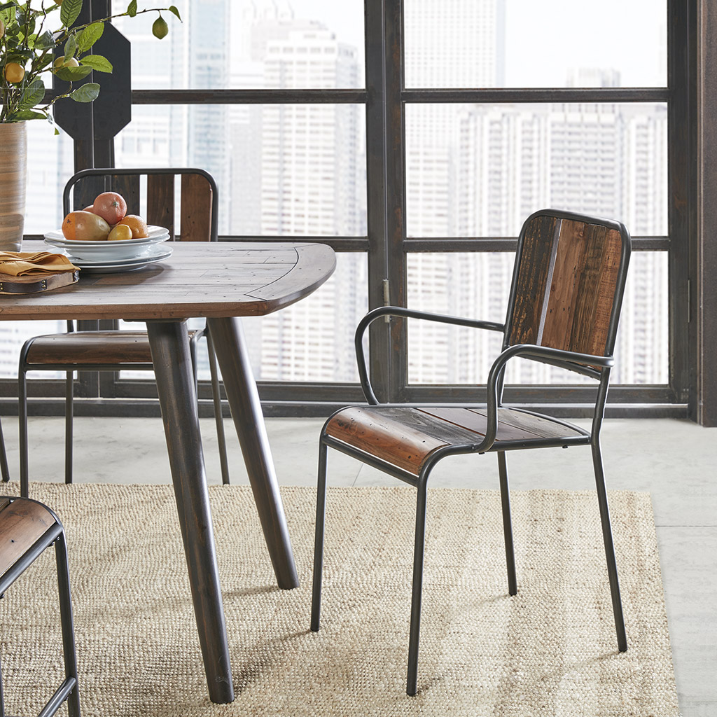

INK+IVY - Renu Dining Arm Chair (Set of 2) - Light Brown Multi /Gunmetal - See below