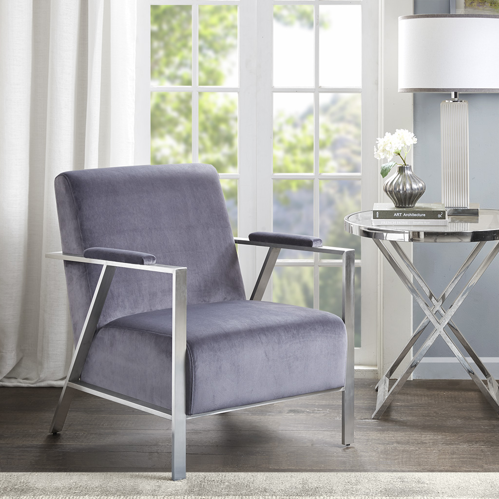 

Madison Park - Mavis Accent Chair - Grey/Silver - See below