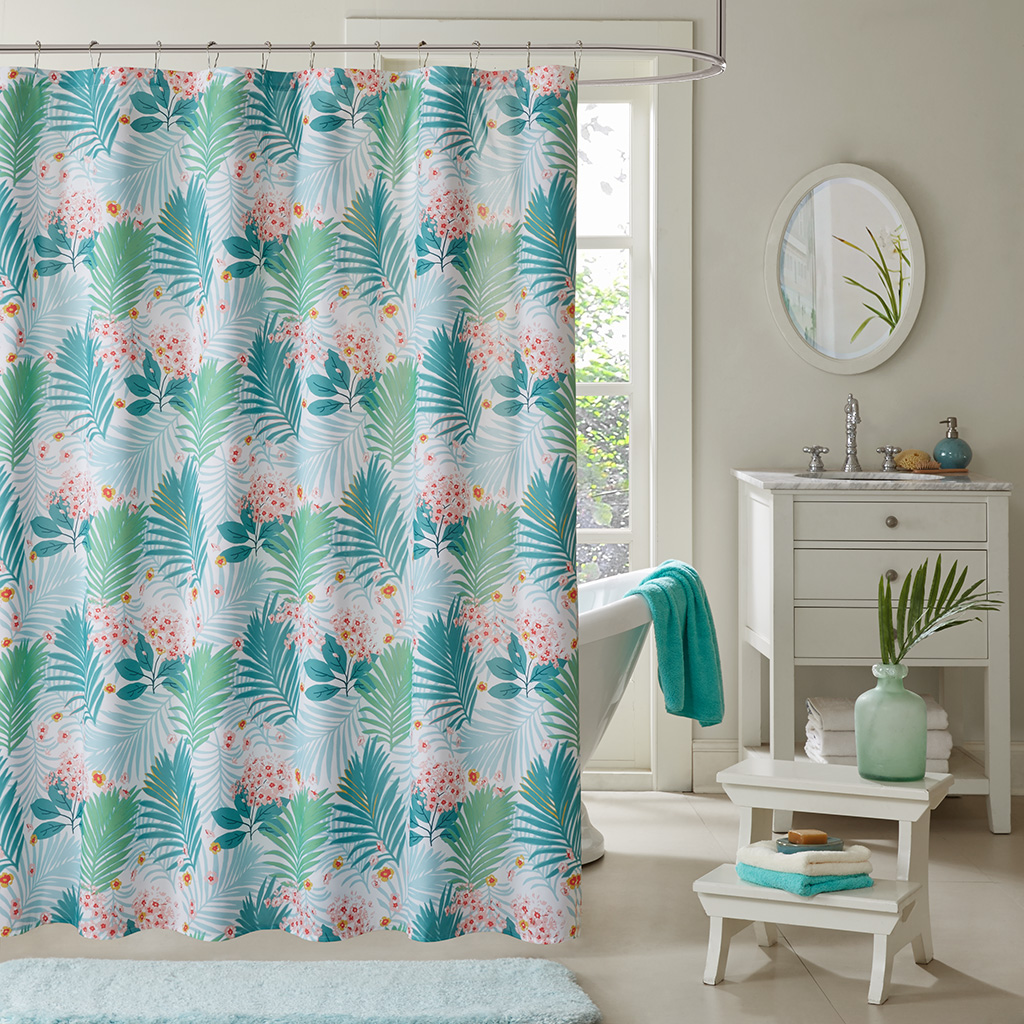 

Intelligent Design - Tropicana Printed Shower Curtain - Aqua - 72x72