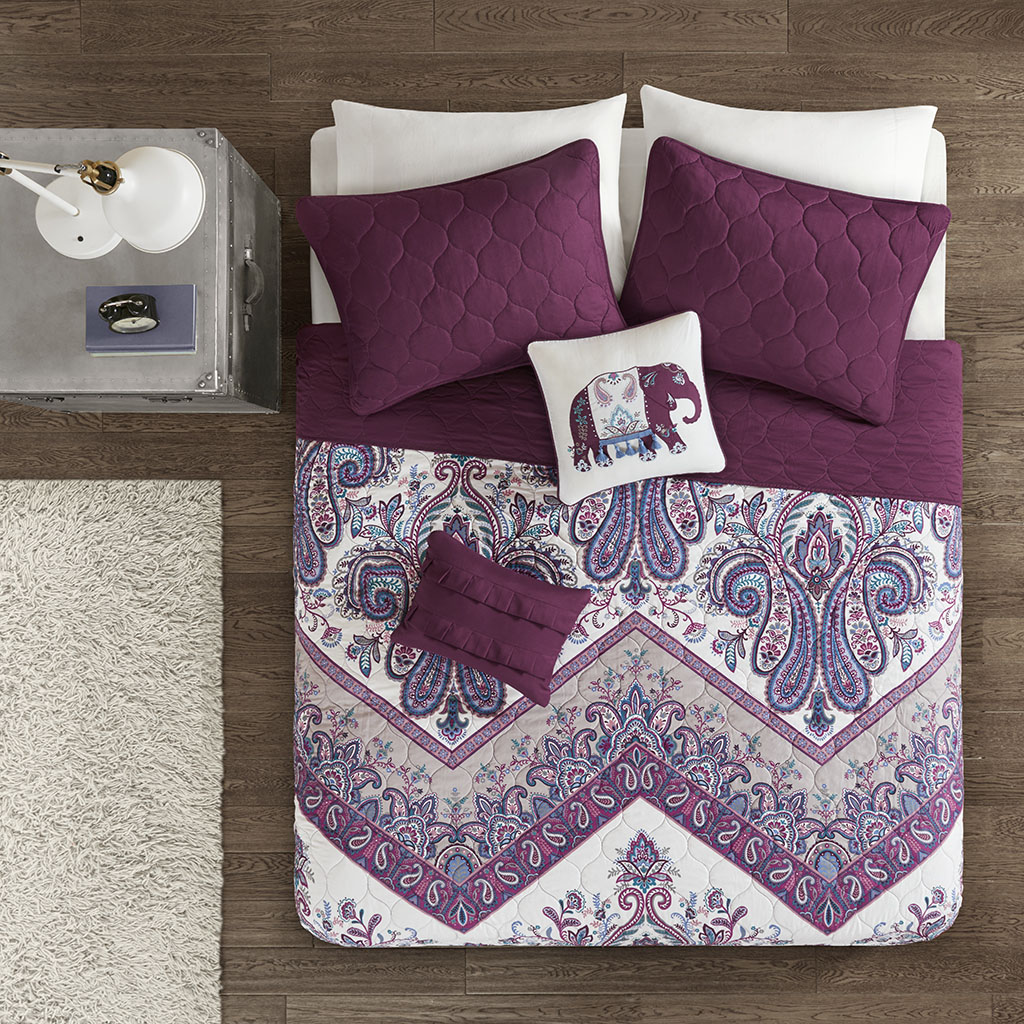 

Intelligent Design - Tulay Reversible Coverlet Set - Purple - Full/Queen
