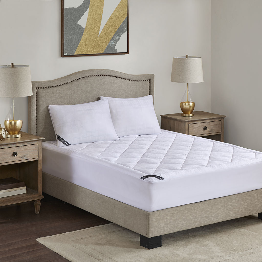 

Madison Park - 525 Thread Count Cotton Rich Down Alternative Mattress Pad - White - Twin