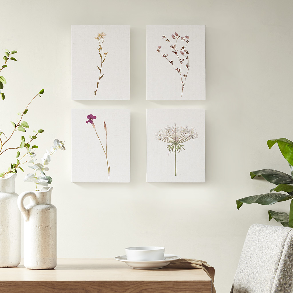 

Madison Park - Petite Floral Printed Linen Oblong Canvas 4 Piece Set - Linen - See below