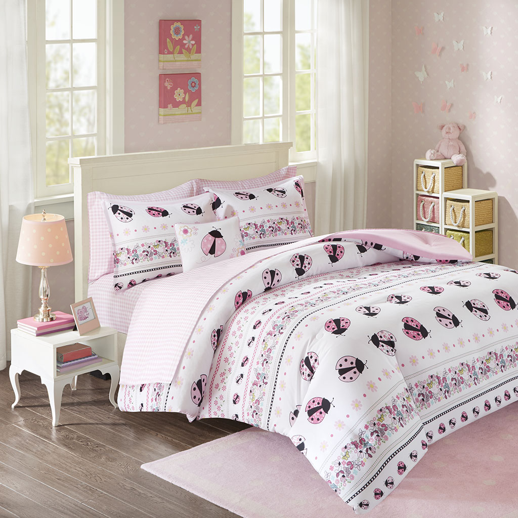 

Mi Zone Kids - Lacie the Ladybug Complete Bed and Sheet Set - Pink - Twin