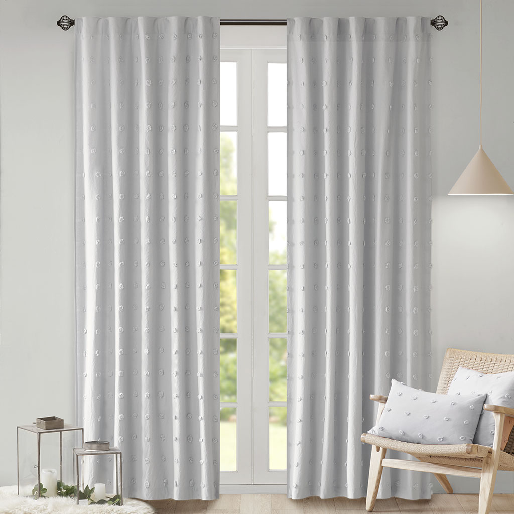 

Urban Habitat - Brooklyn Cotton Jacquard Pom Pom Rod Pocket/Back Tab Window Panel - Grey - 42" x 63