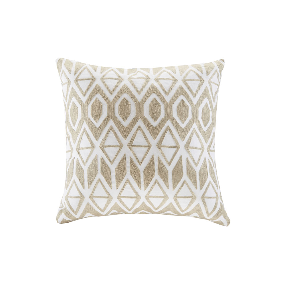 

Harbor House - Anslee Embroidered Cotton Square Decorative Pillow - Taupe - 18x18