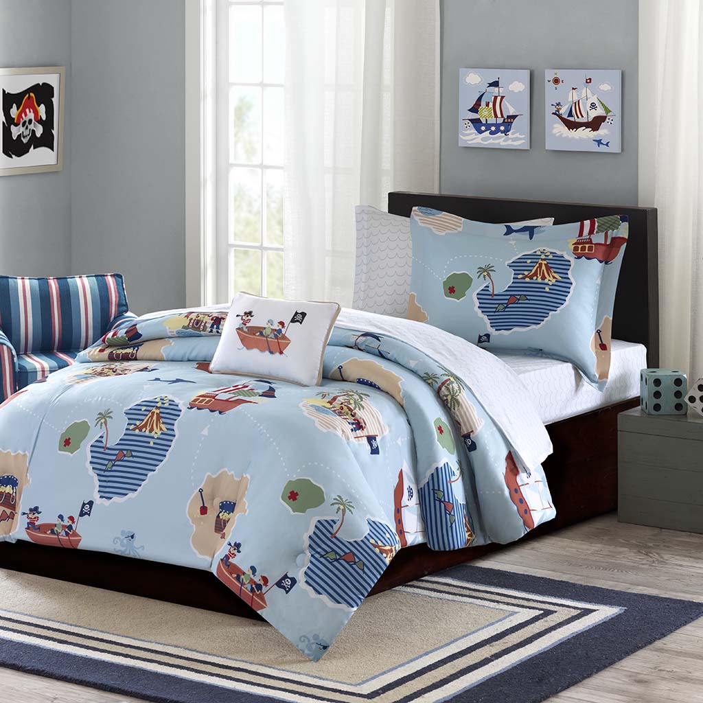 

Mi Zone Kids - Ahoy Matey Complete Bed and Sheet Set - Blue - Twin