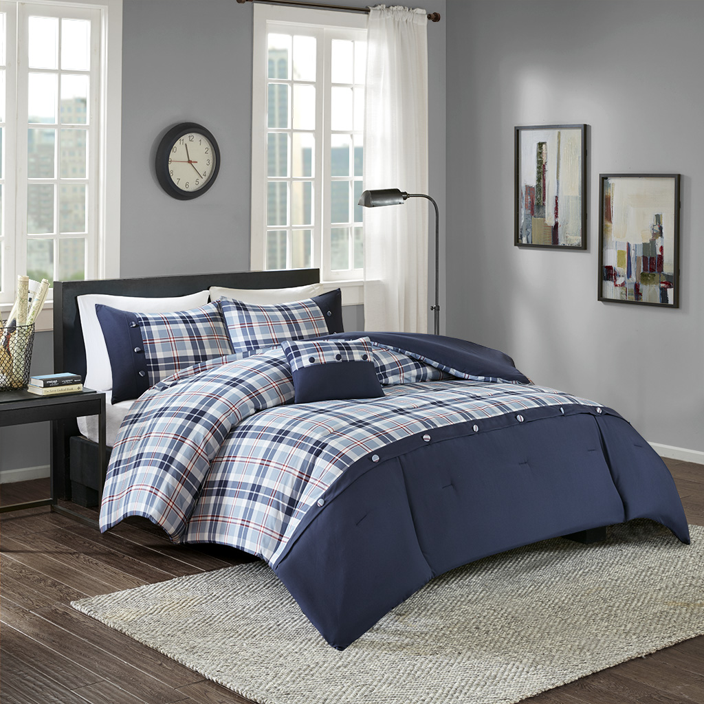 

Comfort Spaces - Harvey Comforter Set - Blue - Twin/Twin XL