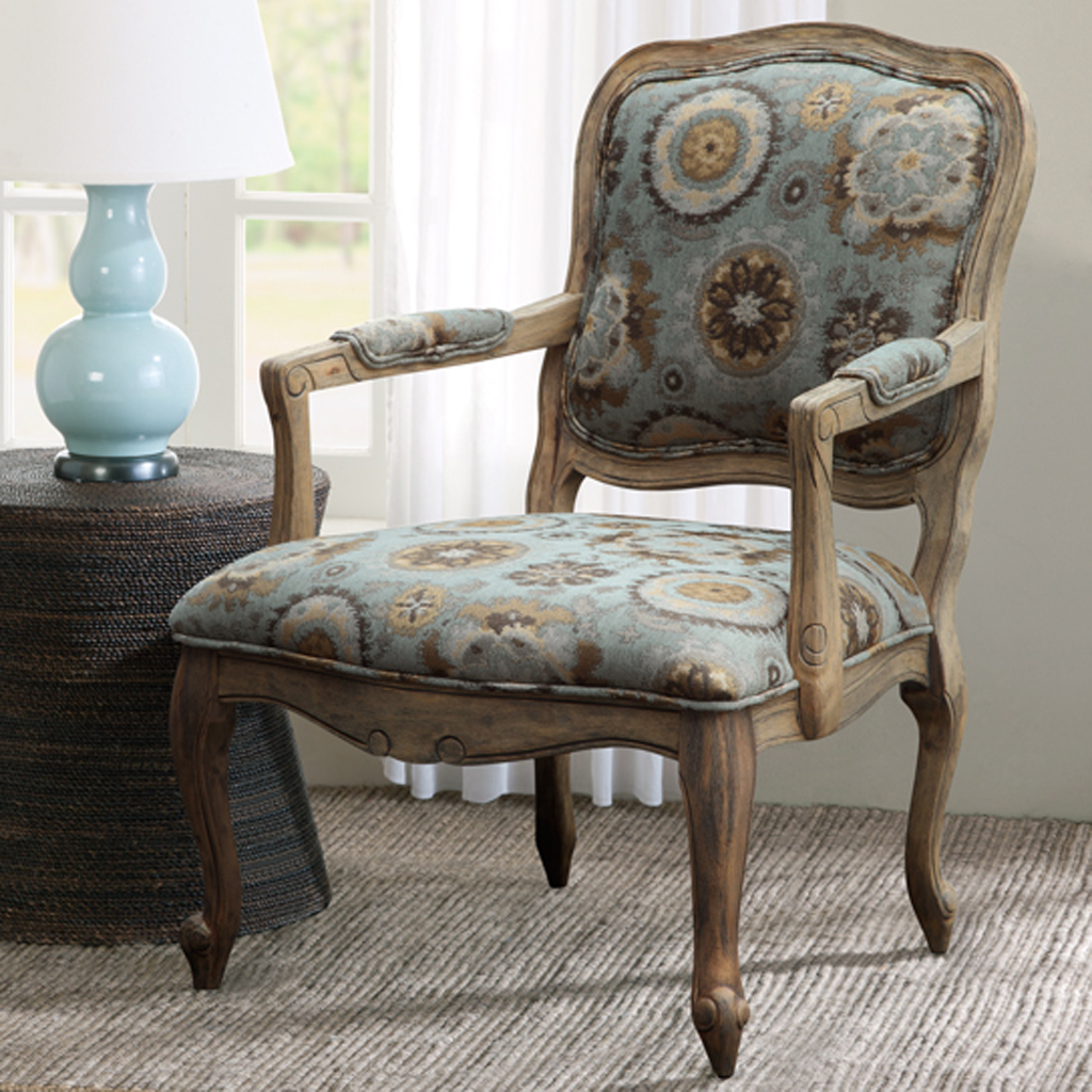 

Madison Park - Monroe Camel Back Exposed Wood Chair - Blue - See below