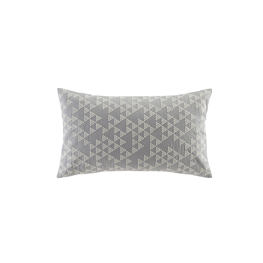 

INK+IVY - Thea Embroidered Decorative Pillow - Grey - 12x20