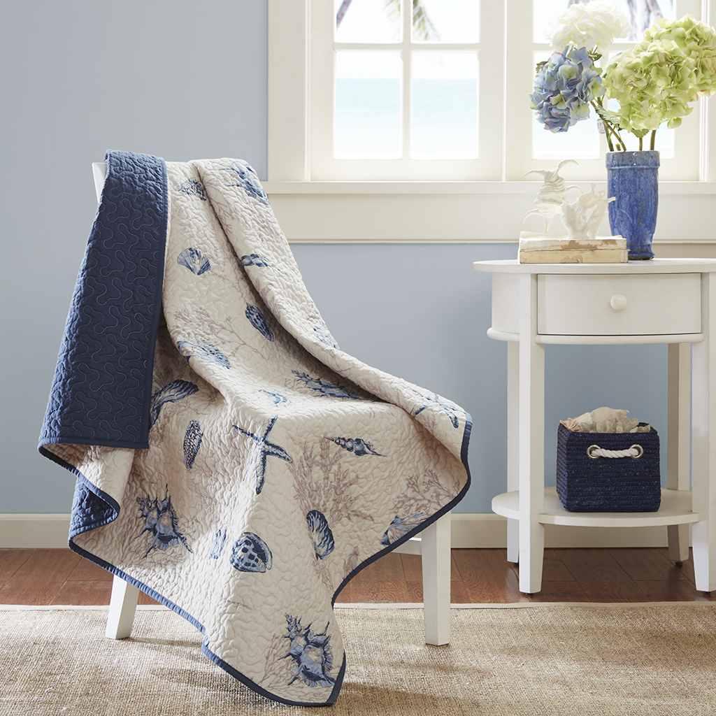 

Madison Park - Bayside Oversized Quilted Throw - Blue - 60x70