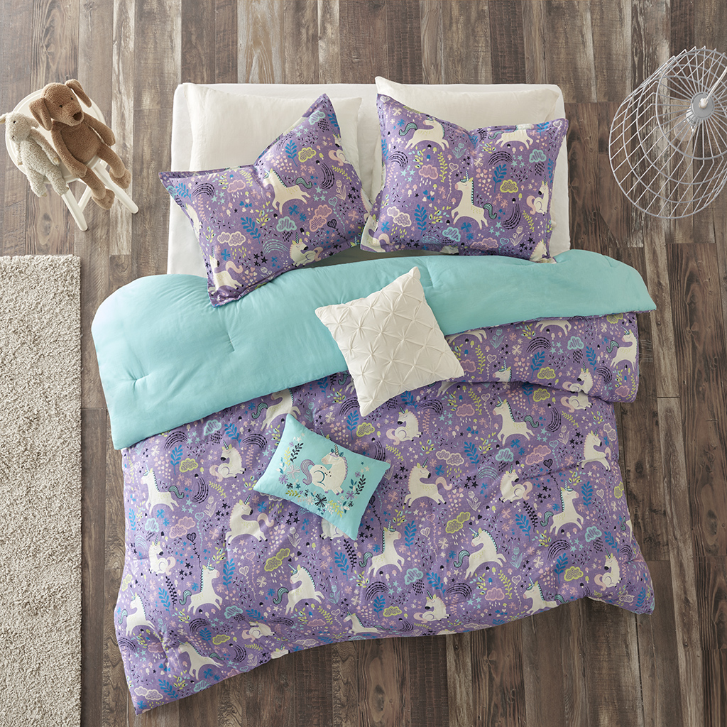 

Urban Habitat Kids - Lola Cotton Printed Comforter Set - Purple - Twin