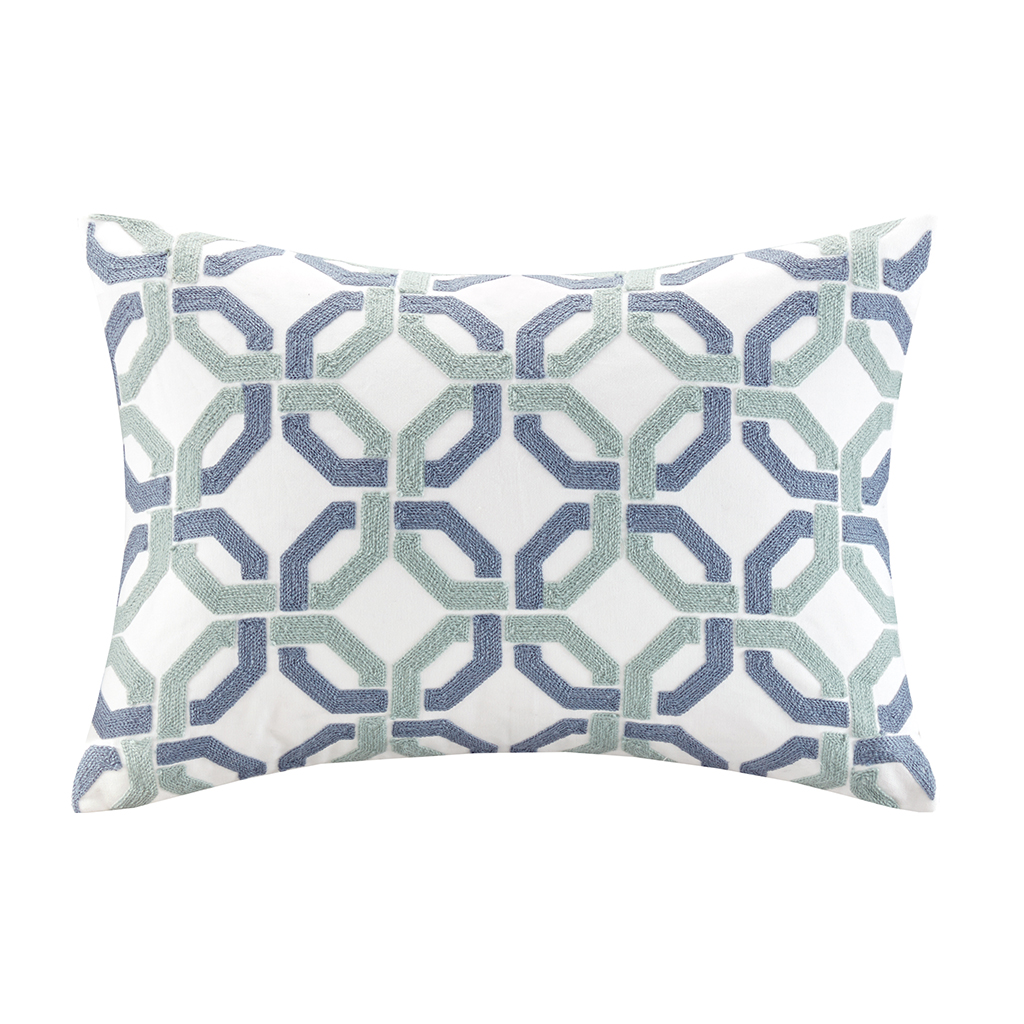 

Madison Park Signature - Concord Cotton Embroidered Oblong Pillow - Indigo - 14x20