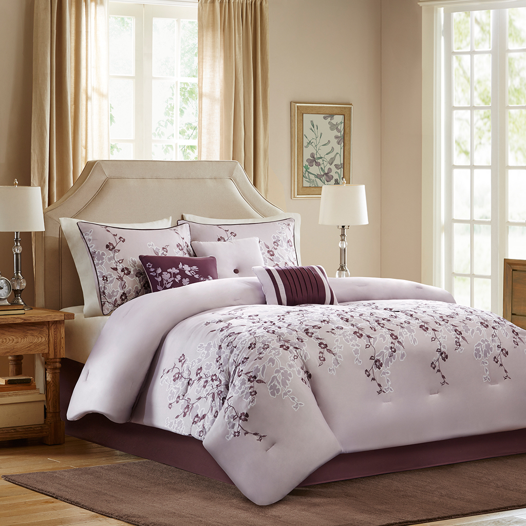 

Home Essence - Grace 7 Piece Comforter Set - Purple - Queen