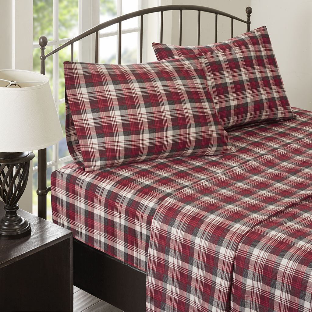 

Woolrich - Flannel Cotton Sheet Set - Red Plaid - Cal King