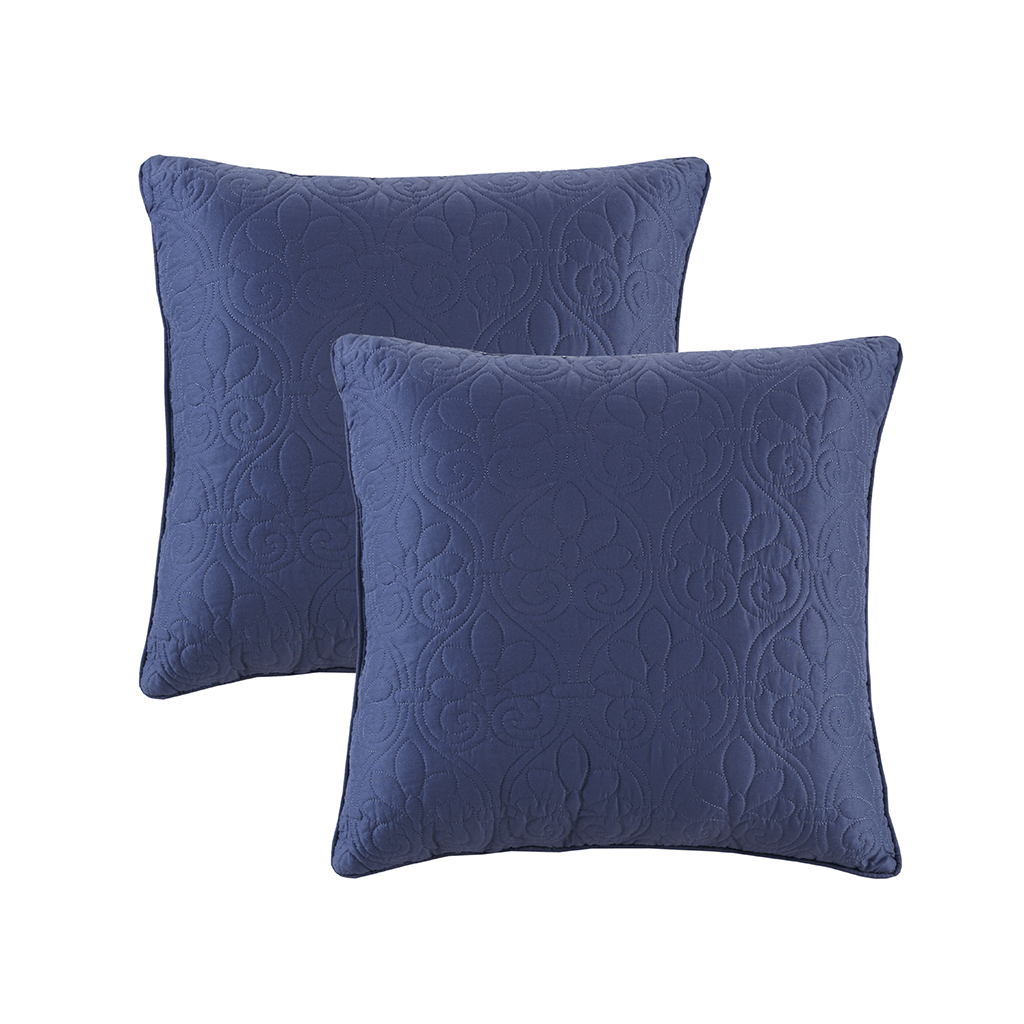 

Madison Park - Quebec 20x20" Quilted Square Pillow Pair - Navy - 20x20