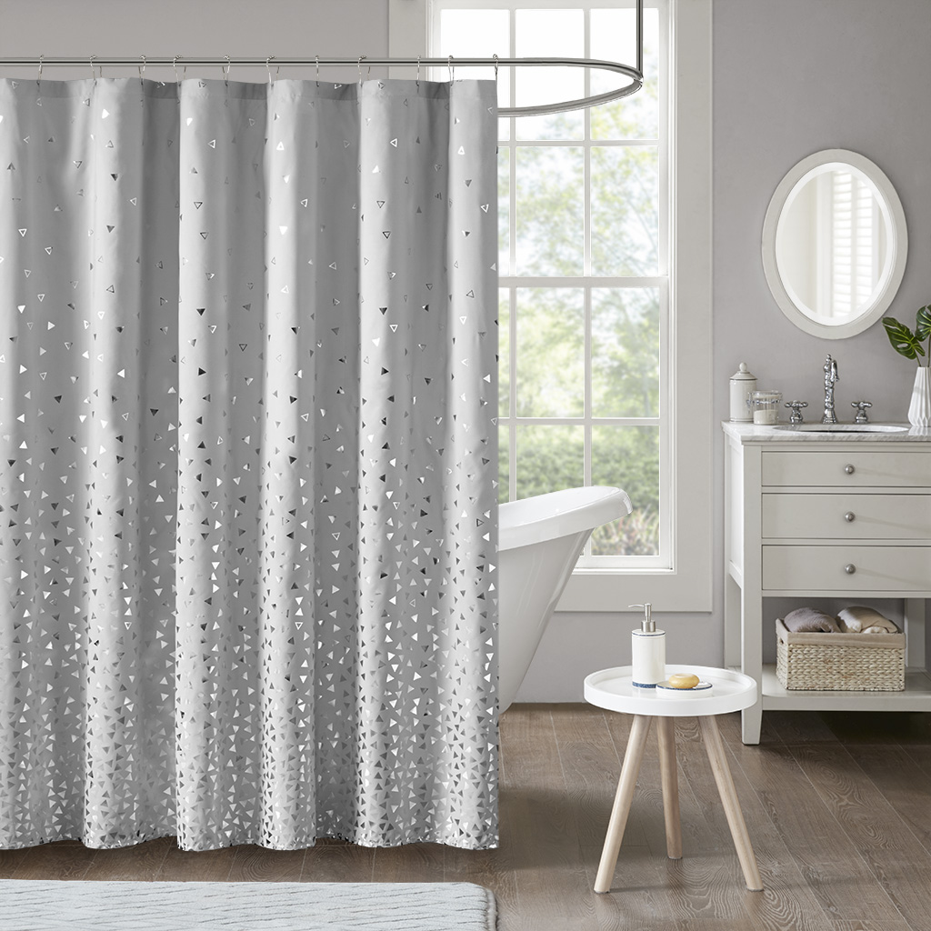 

Intelligent Design - Zoey Metallic Printed Shower Curtain - Grey/Silver - 72x72