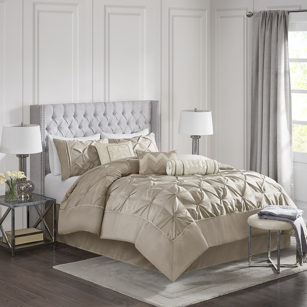 

Madison Park - Laurel 7 Piece Tufted Comforter Set - Taupe - King