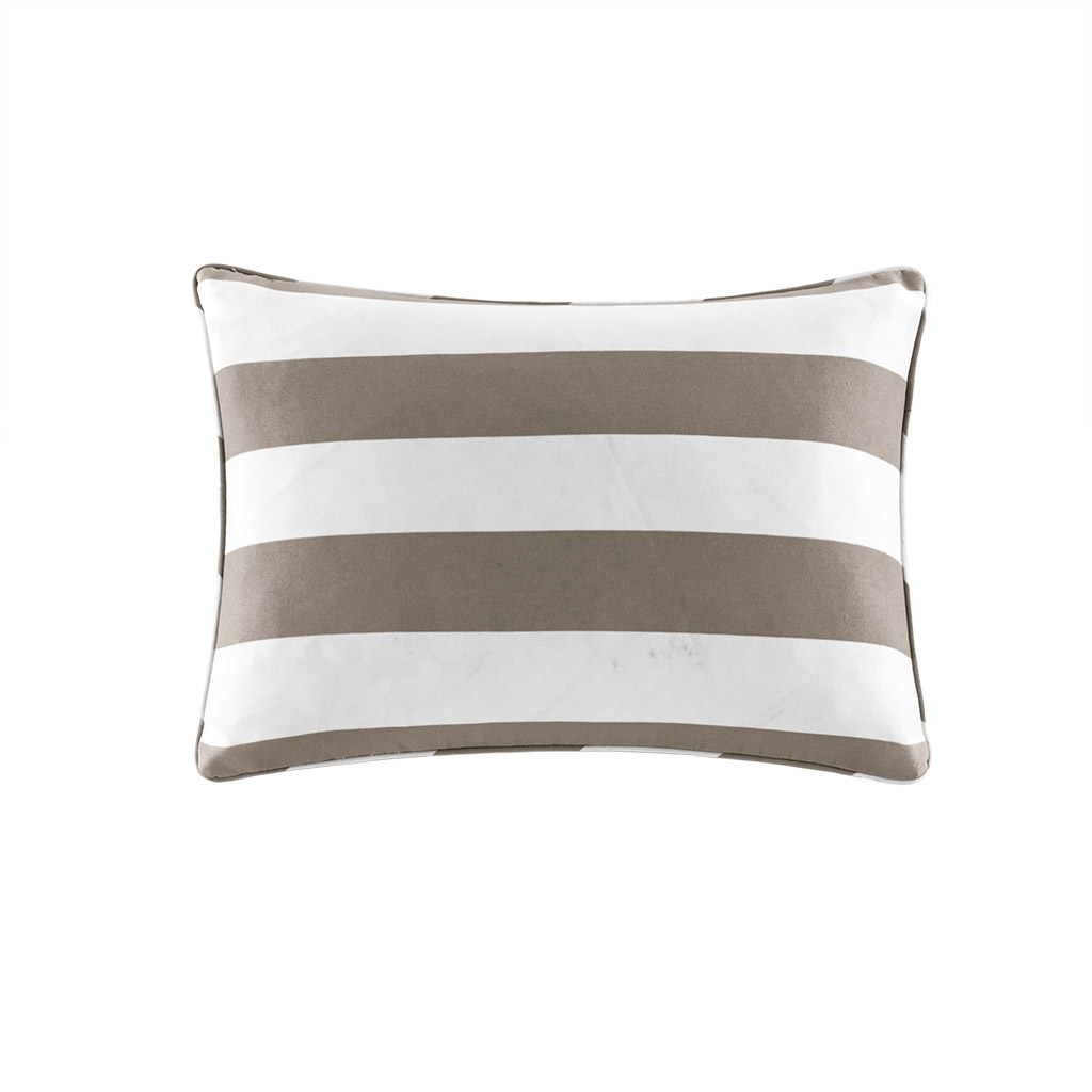 

Madison Park - Percee Printed Cabana Stripe 3M Scotchgard Outdoor Oblong Pillow - Grey - 14x20