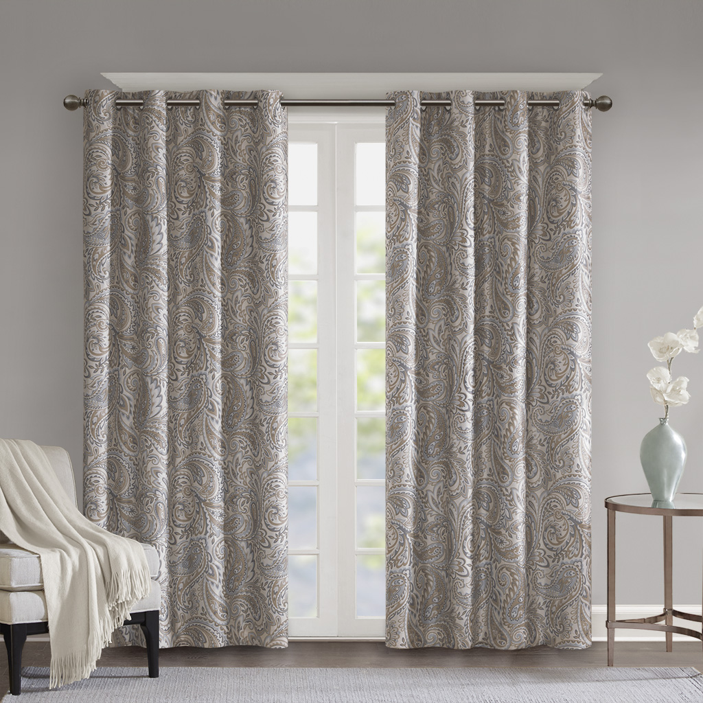 

SunSmart - Jenelle Paisley Printed Total Blackout Window Panel - Taupe - 50x63