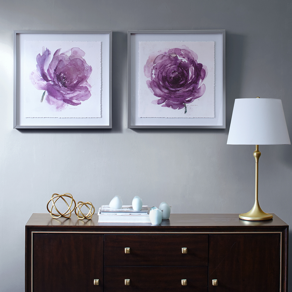 

Madison Park Signature - Purple Ladies Rose Frame Graphic 2 Piece Set - Purple - See below