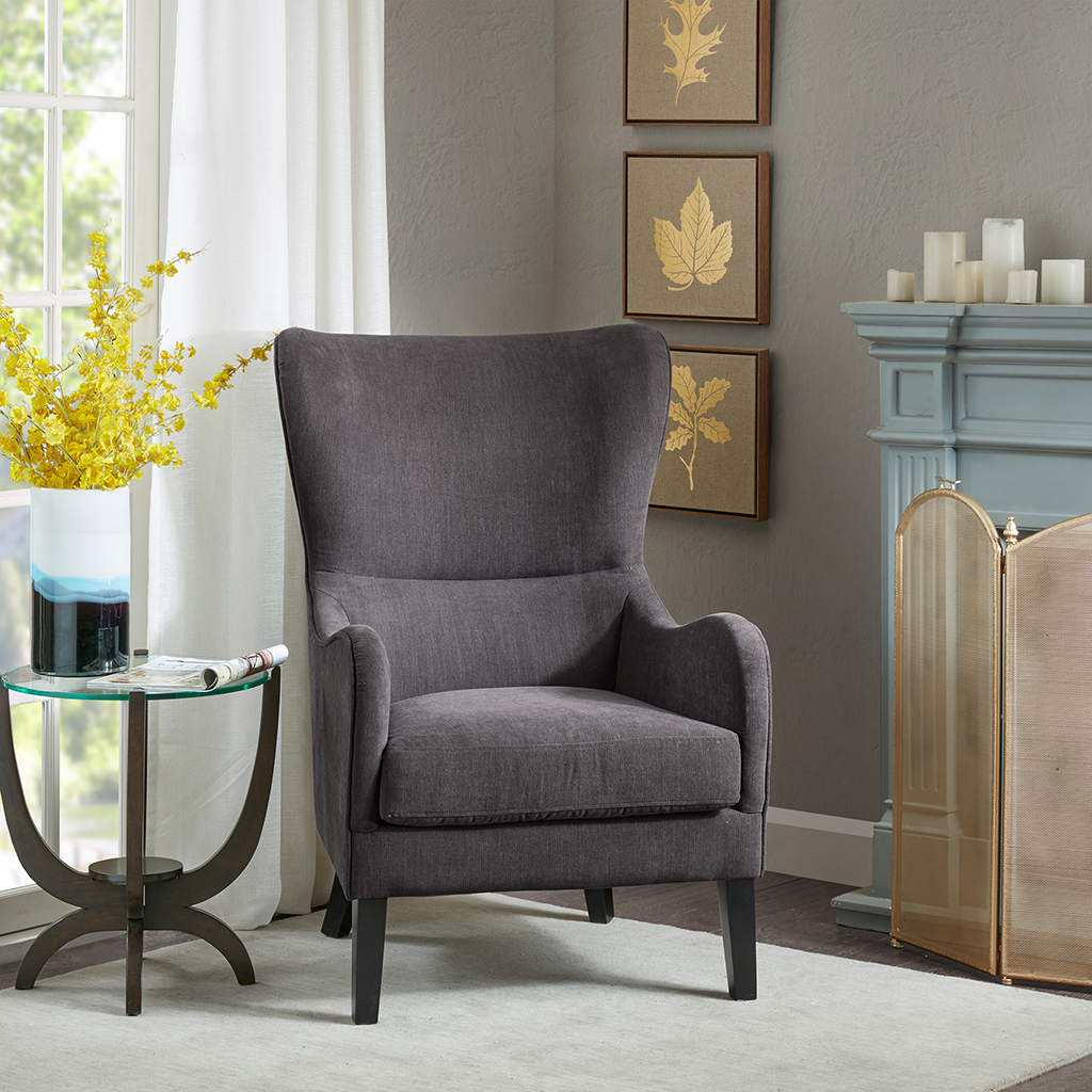 

Madison Park - Arianna Swoop Wing Chair - Dark Gray - See below
