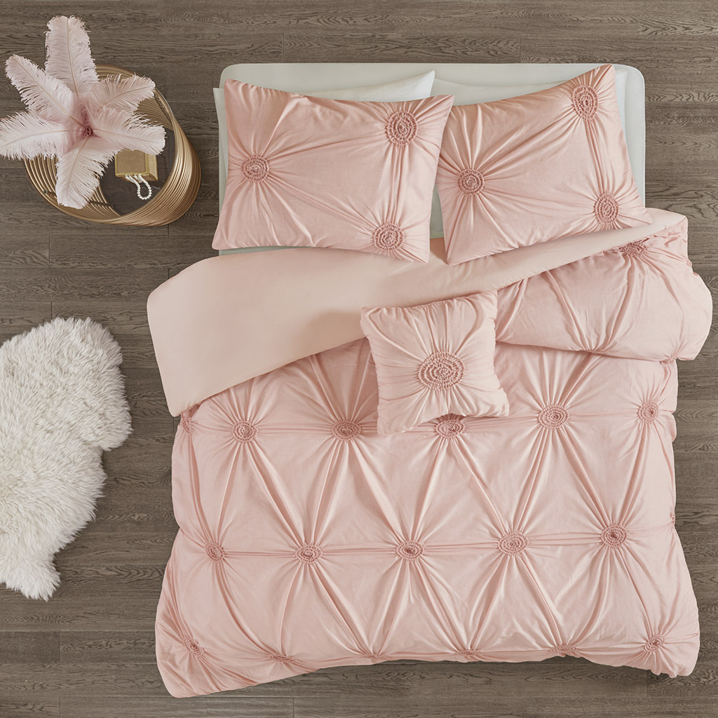 

Madison Park - Leila 4 Piece Duvet Cover Set - Blush - King/Cal King