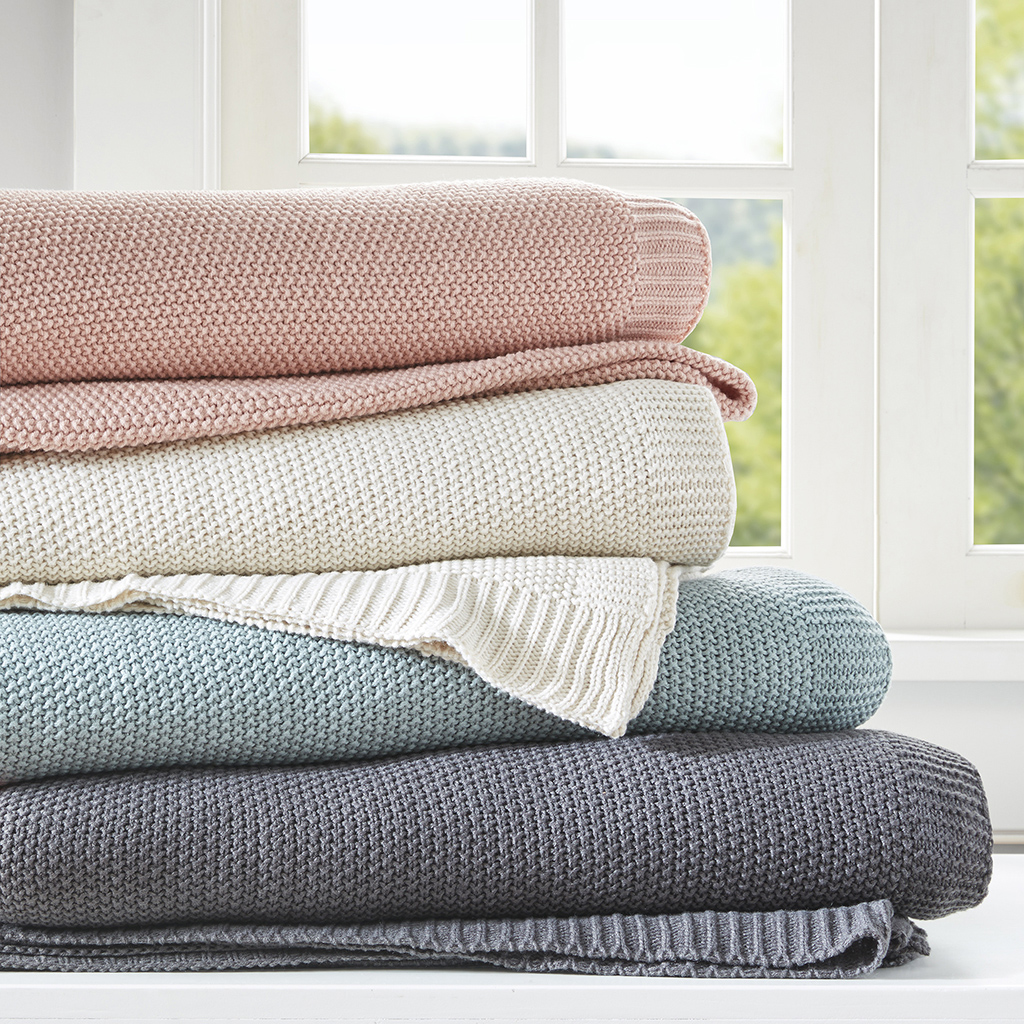 

INK+IVY - Bree Knit Blanket - Ivory - Full/Queen