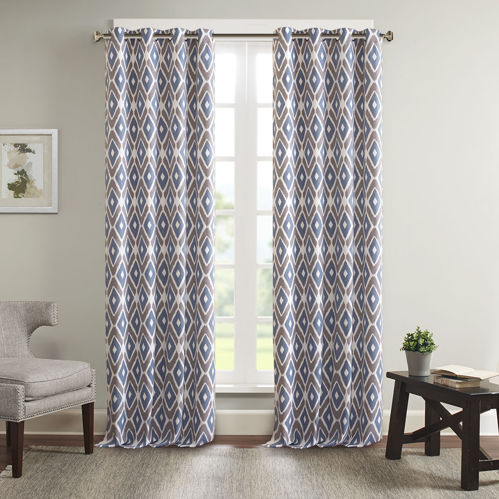 

Madison Park - Ashlin Diamond Printed Window Curtain - Navy - 108" Panel