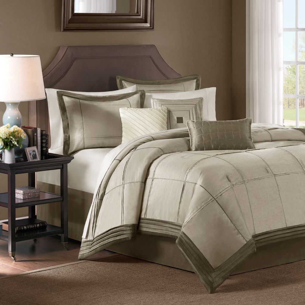 

Madison Park - Cascade 7 Piece Comforter Set - Beige - King