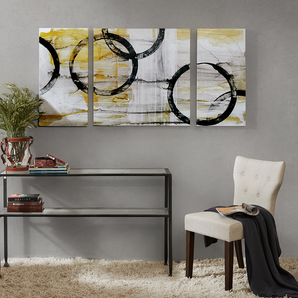 

Madison Park - Lunar Glow Gel Coated Canvas Set of 3 - Yellow - See below
