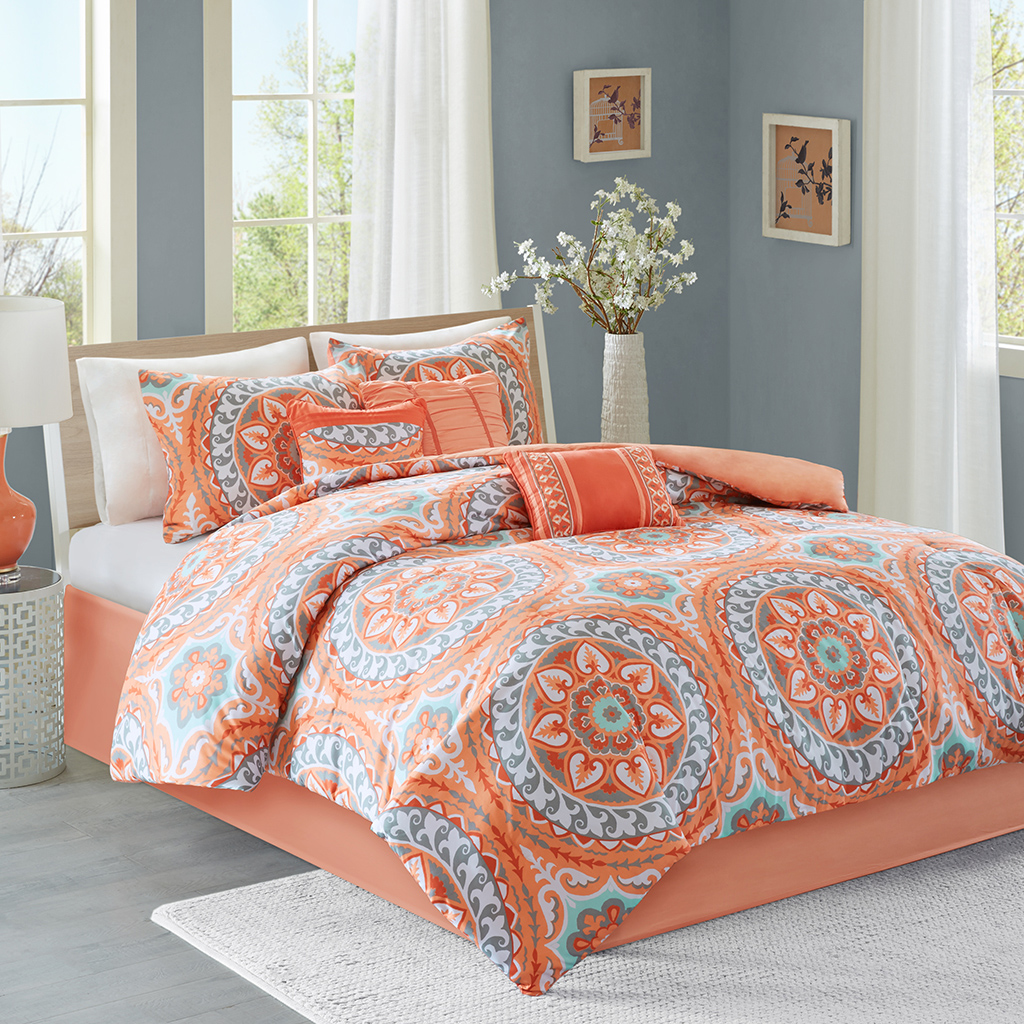 

Home Essence - Serenity 7 Piece Comforter Set - Coral - King