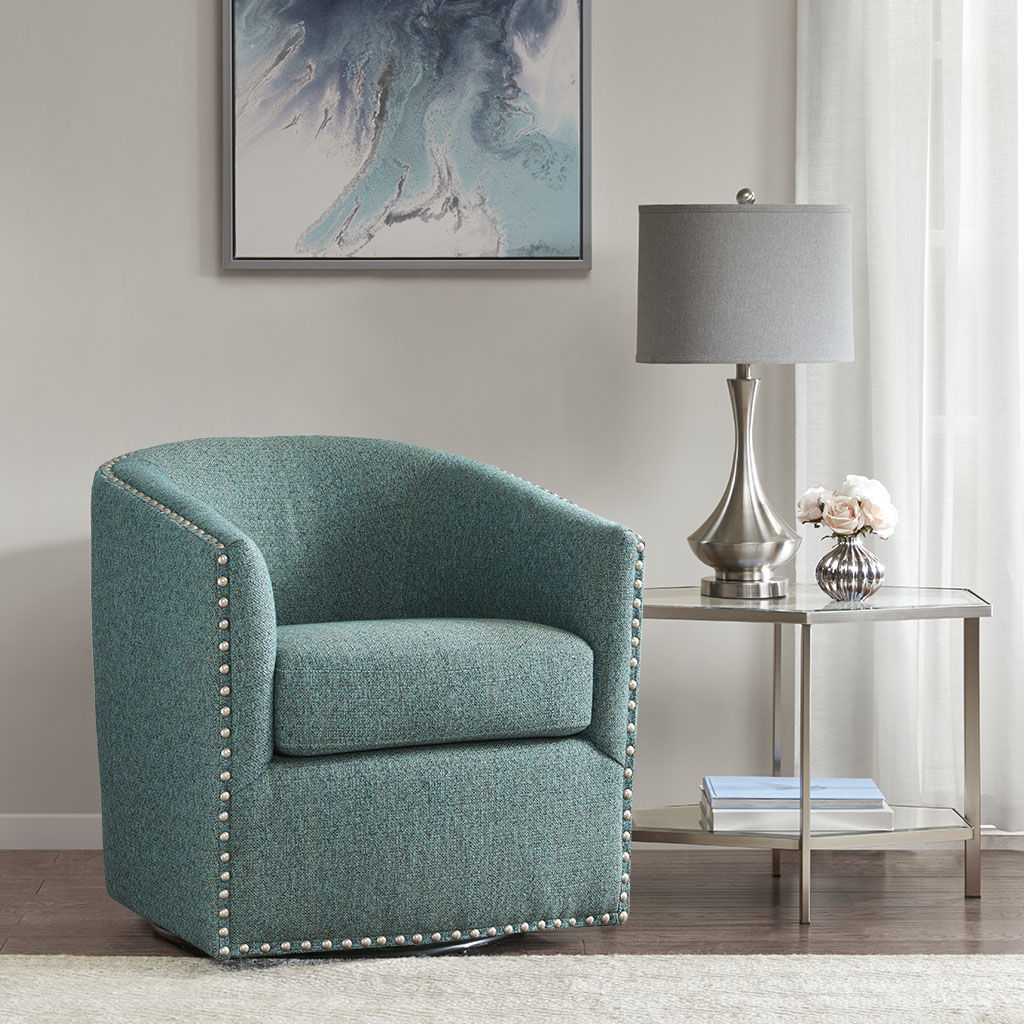 

Madison Park - Tyler Swivel Chair - Teal Multi - See below