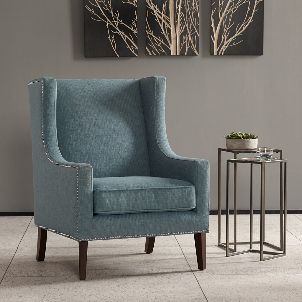

Madison Park - Barton Wing Chair - Blue - See below