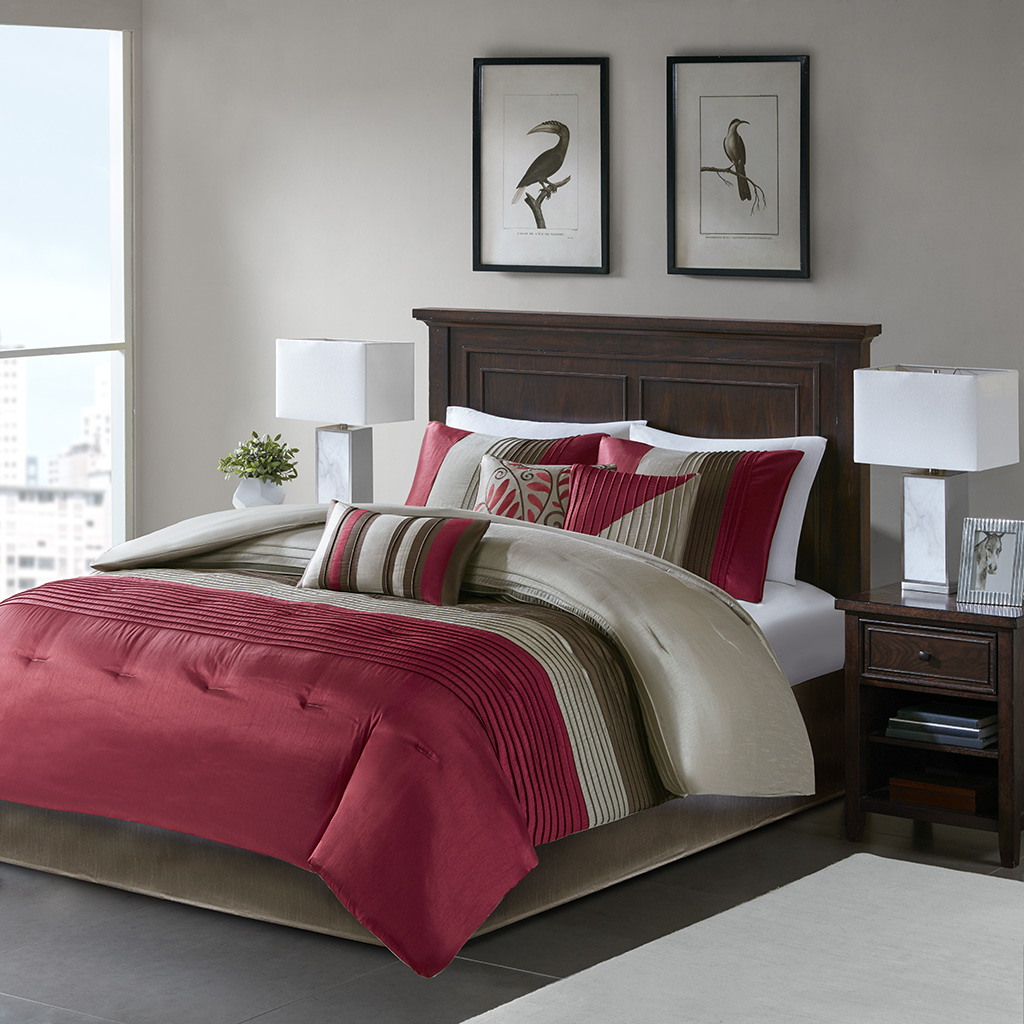 

Madison Park - Amherst 7 Piece Comforter Set - Red - Queen