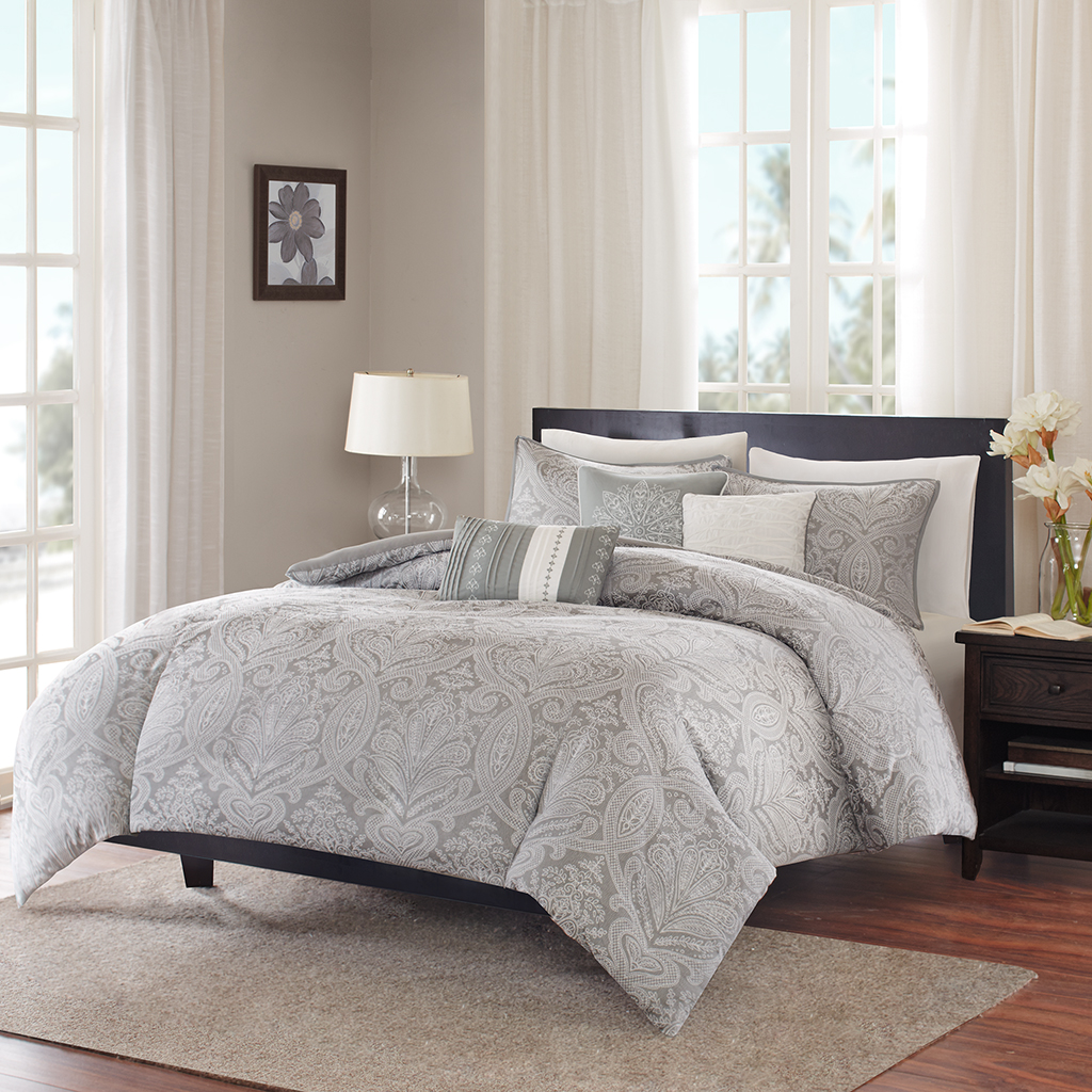 

Madison Park - Averly 6 Piece Duvet Cover Set - Grey - Full/Queen