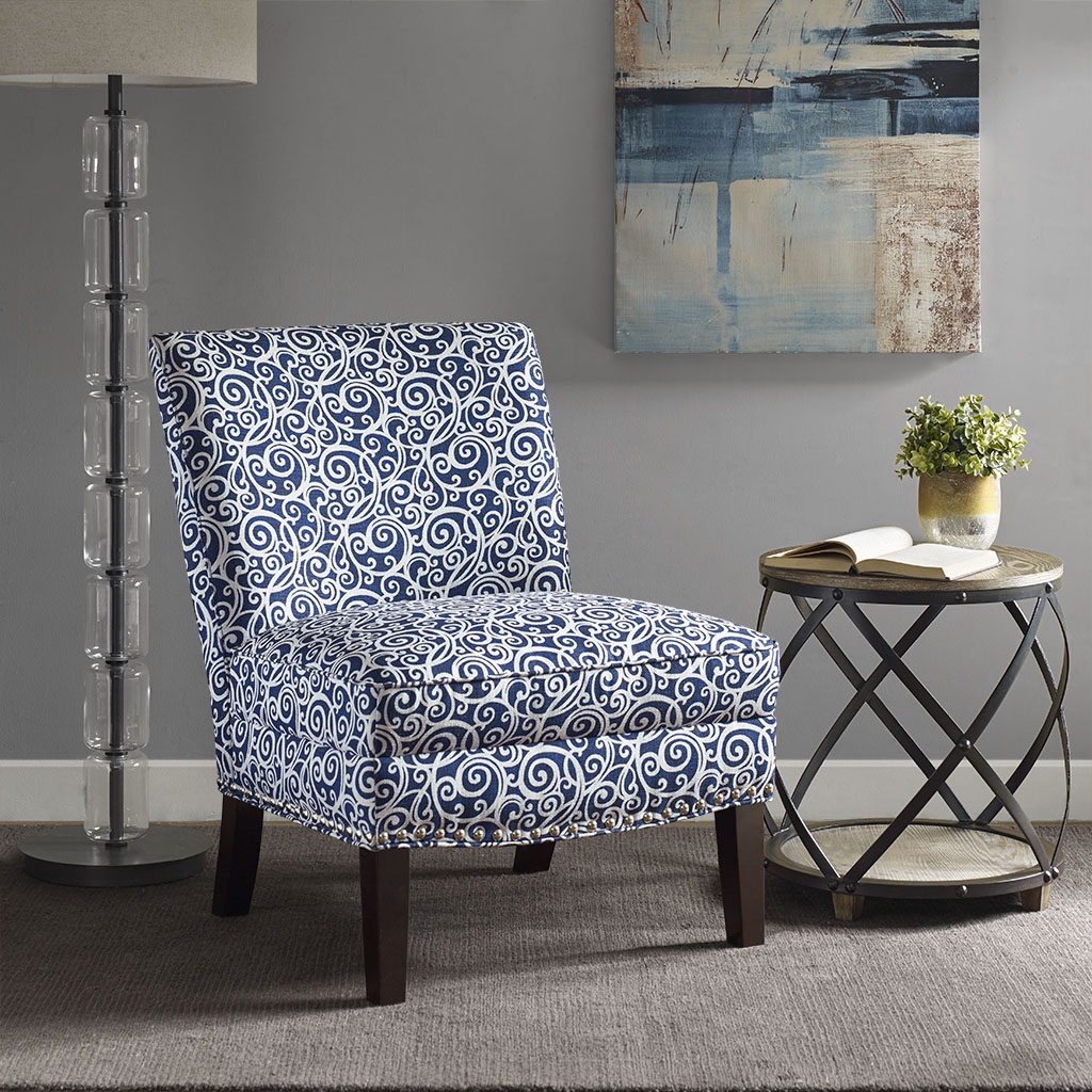 

Madison Park - Hayden Slipper Accent Chair - Blue/White - See below