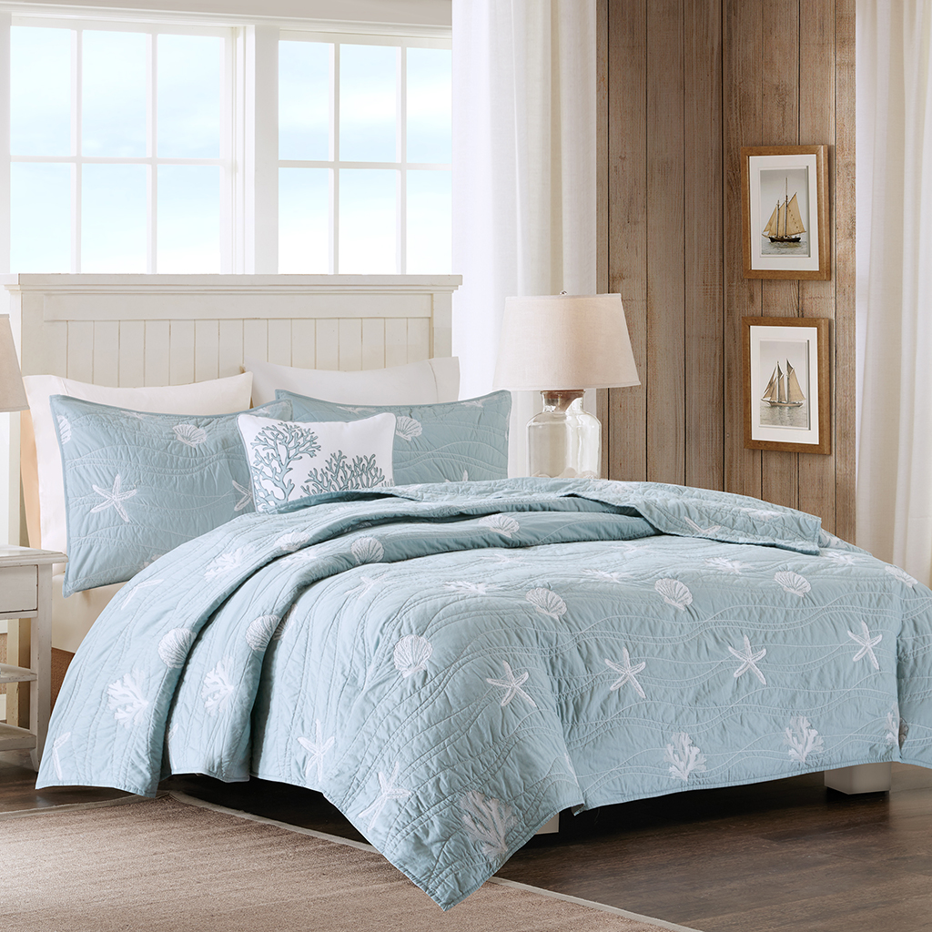 

Harbor House - Seaside 4 Piece Coverlet Set - Blue - Full/Queen