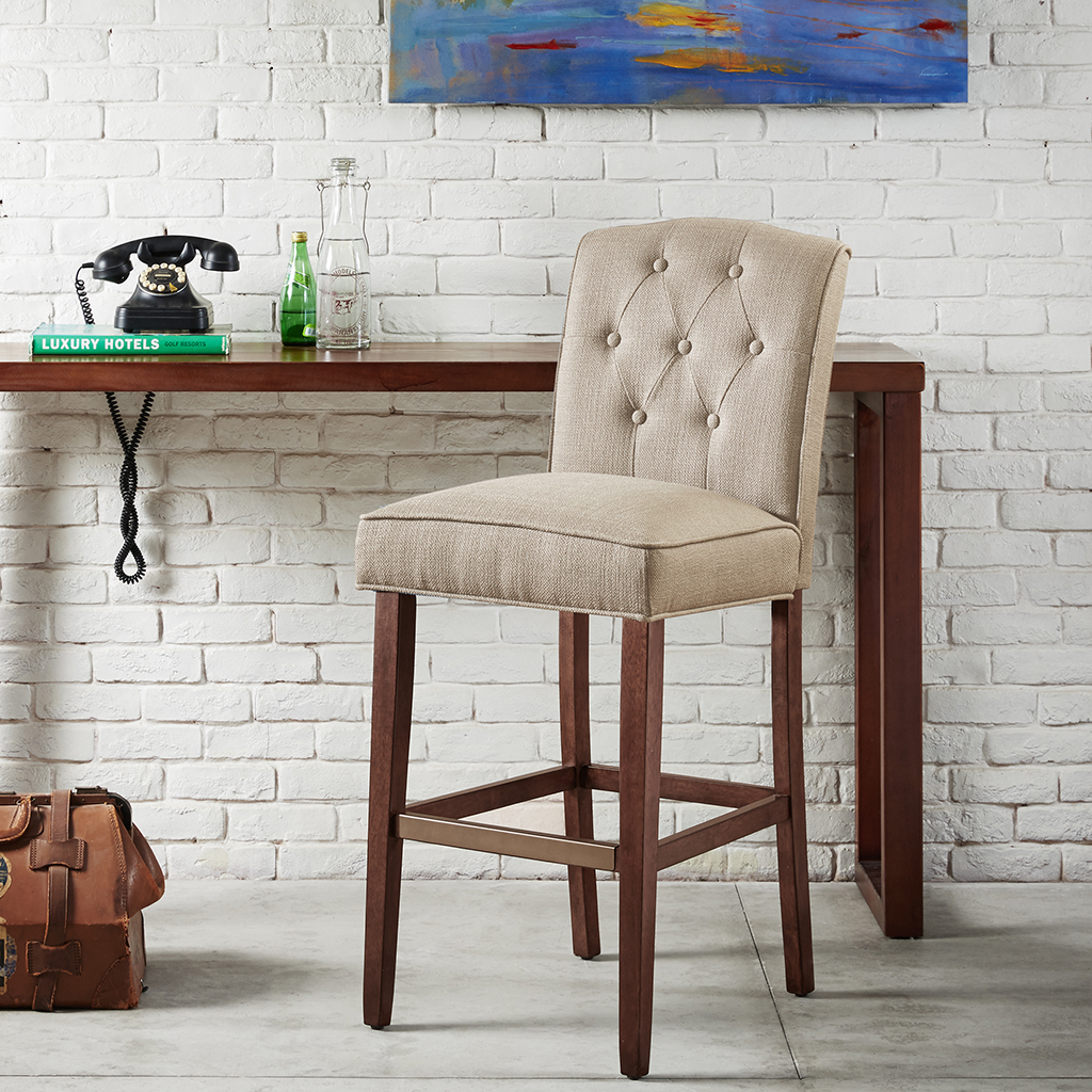 

Madison Park - Marian Tufted 30-Inch Bar Stool - Tan - See below