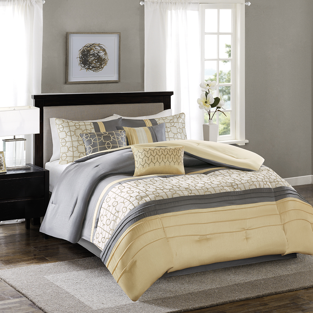 

Madison Park - Bradford 7 Piece Comforter Set - Yellow - Queen