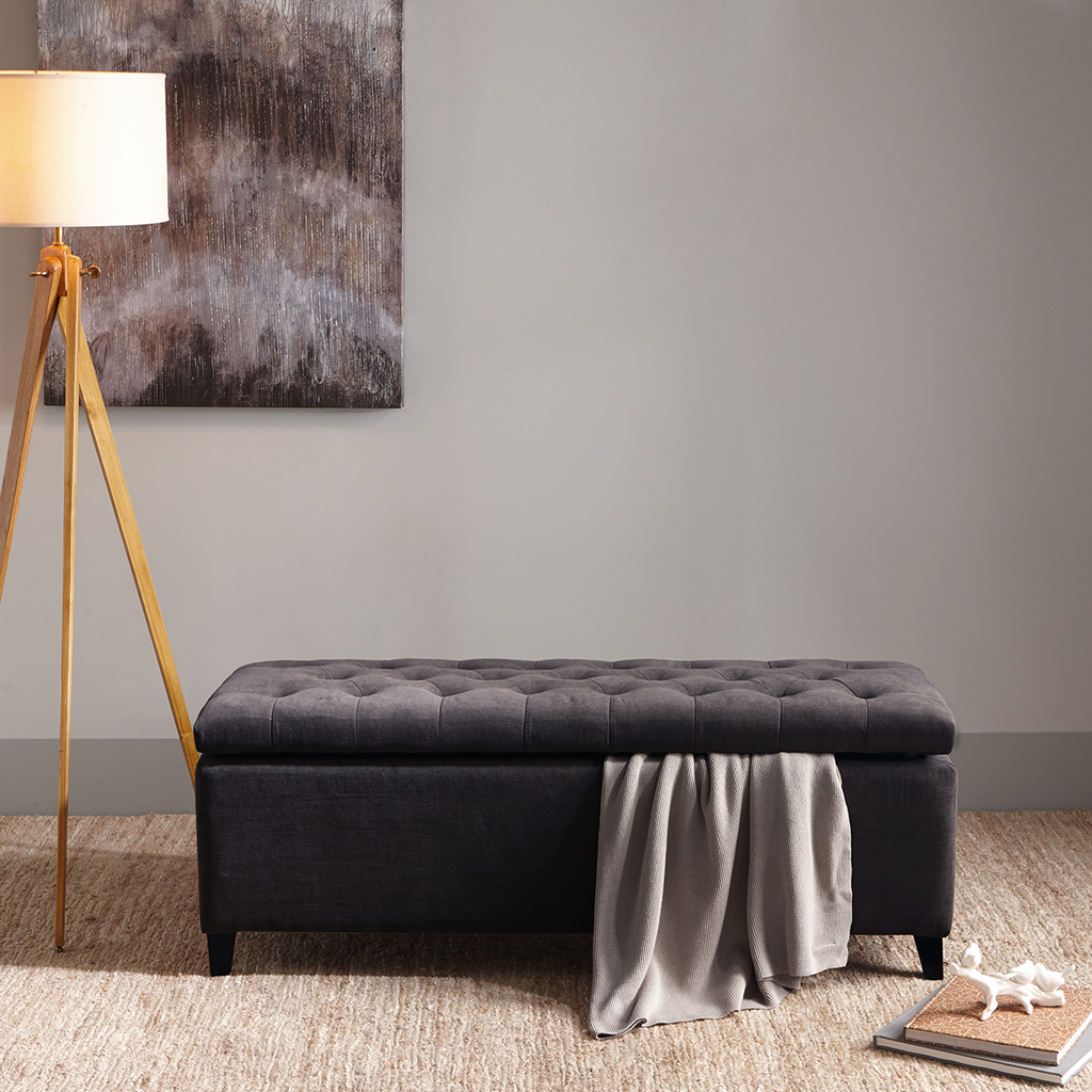 

Madison Park - Shandra Tufted Top Storage Bench - Ash Grey - See below