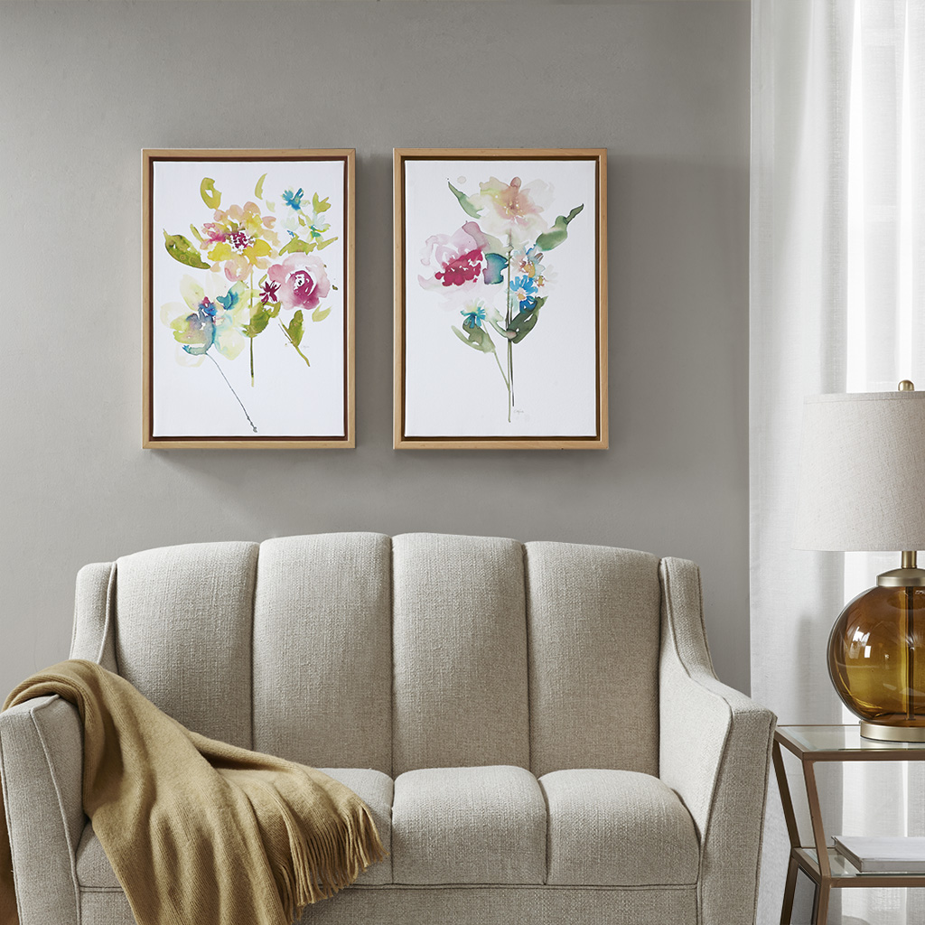 

Madison Park - Bloom Bouquet Framed Canvas with Gel Coat 2 Piece Set - Multi - See below