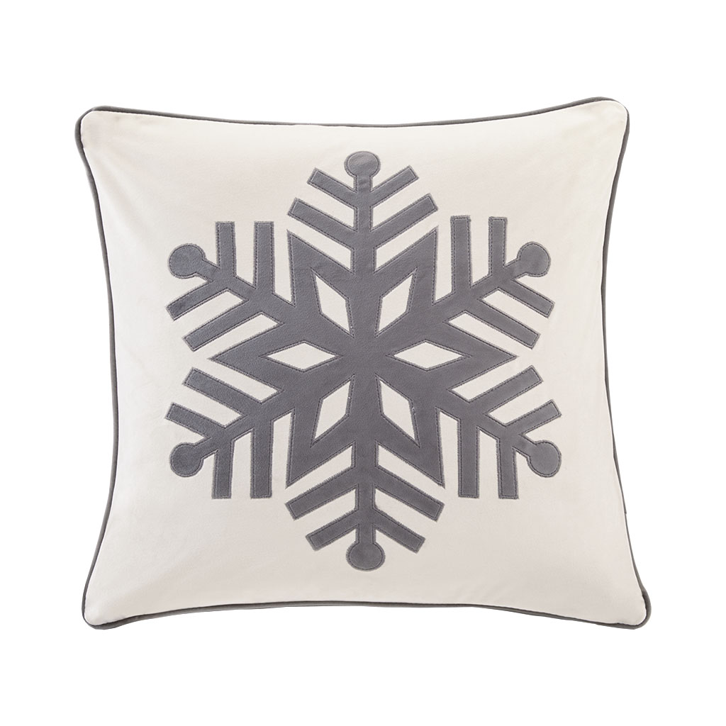 

Madison Park - Velvet Snowflake Square Dec Pillow - Ivory - 20x20