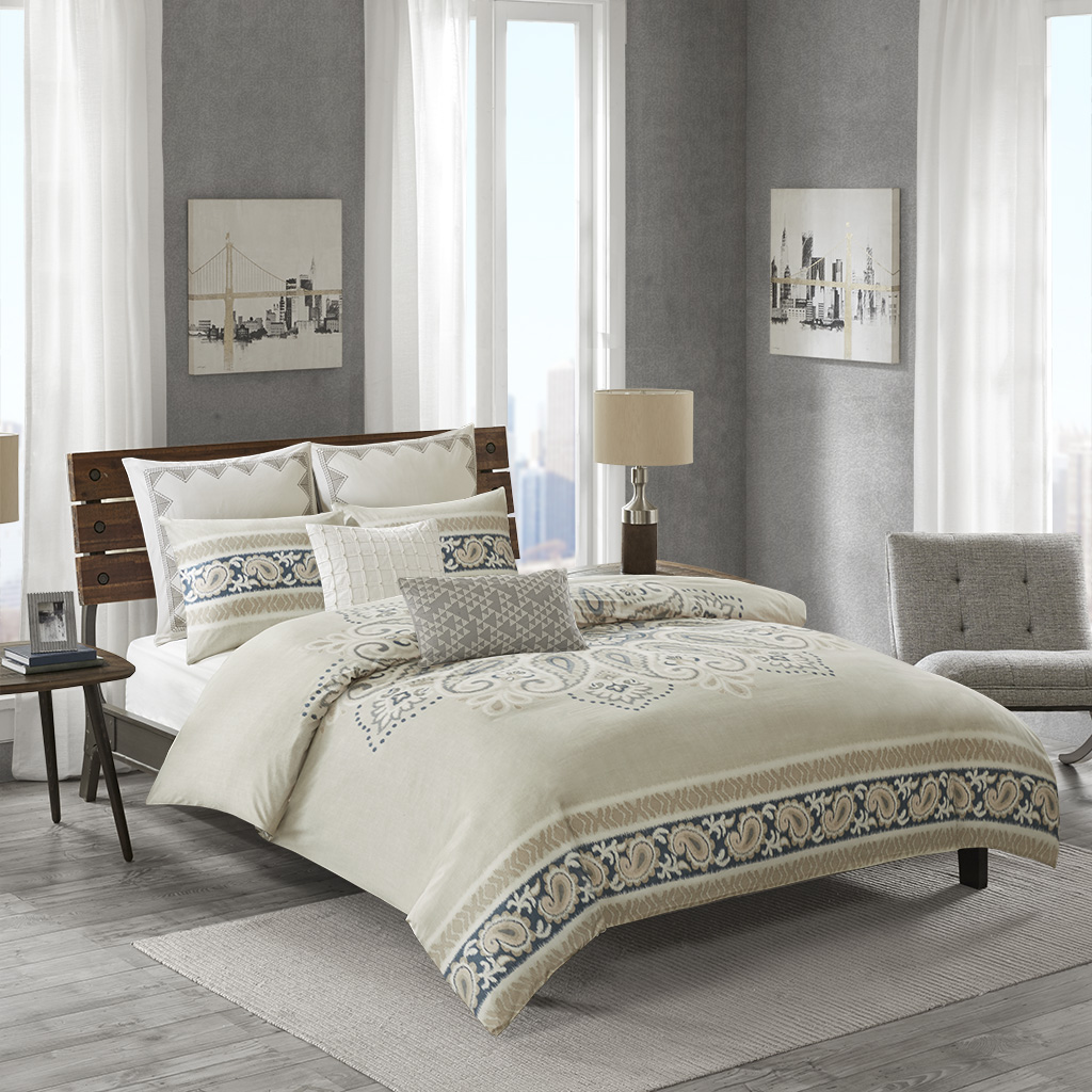 

INK+IVY - Sky Cotton Duvet Cover Mini Set - Neutral - King/Cal King