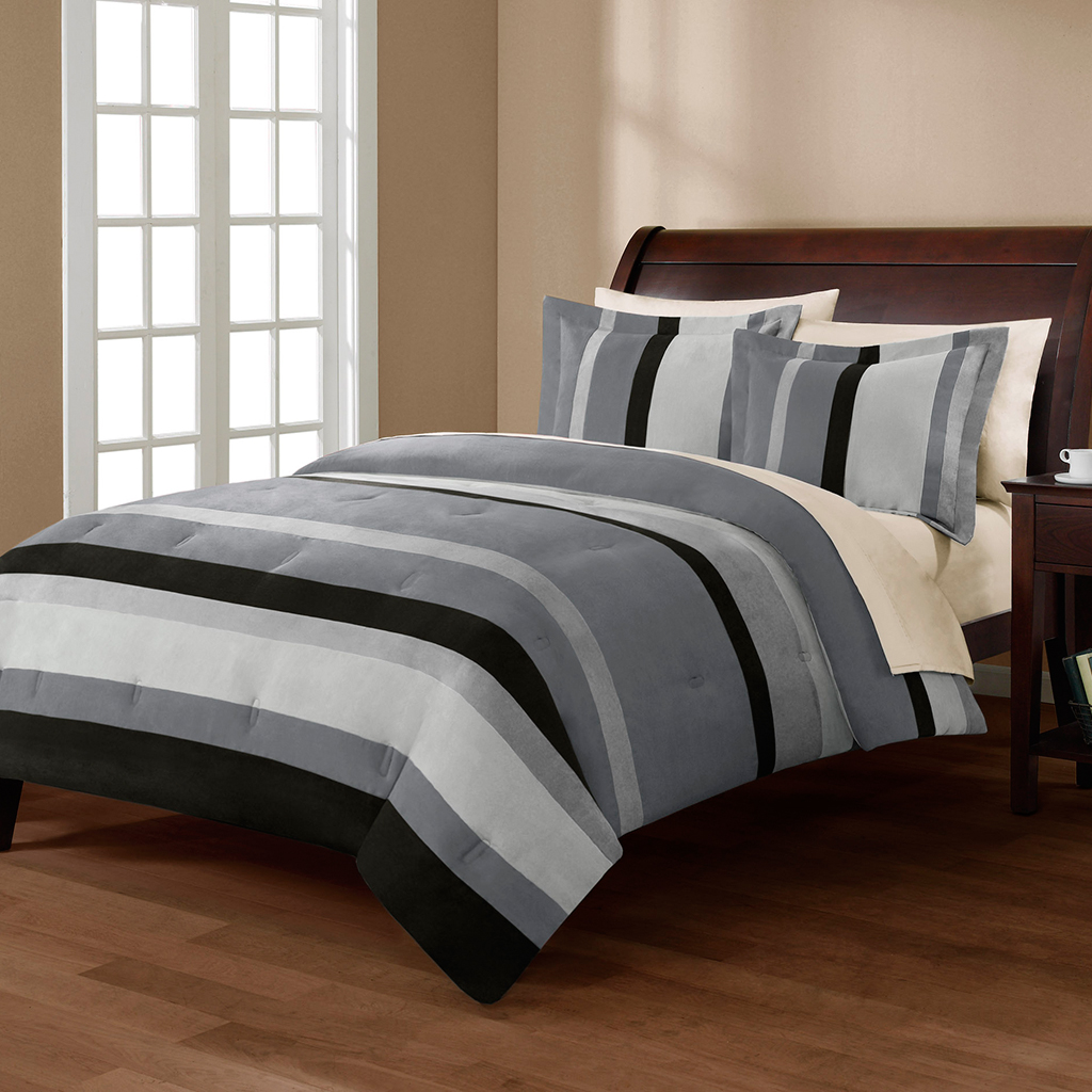 

Avenue 8 - MS Boulder Stripe Comforter Mini Set - Grey - Twin