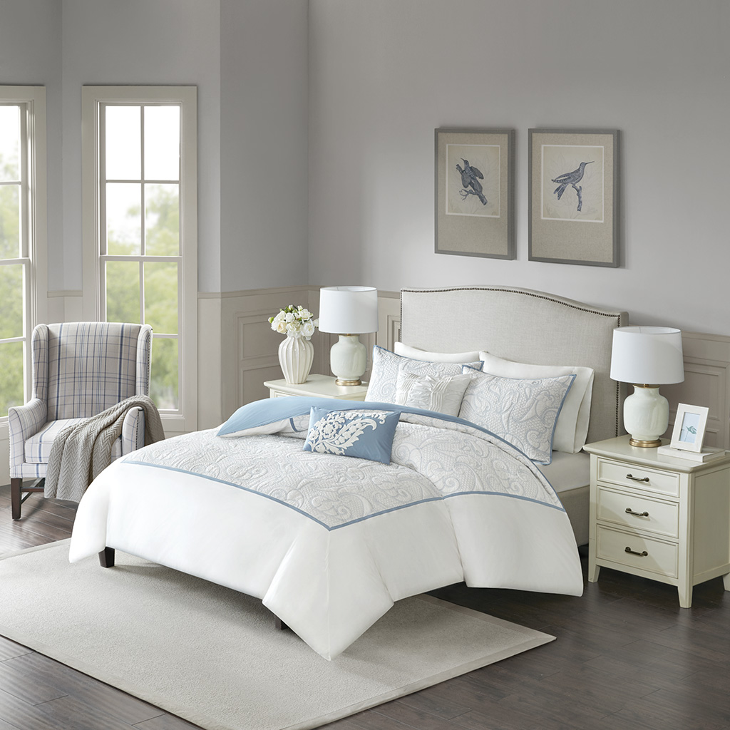 

Harbor House - Boxton 5 Piece Cotton Duvet Cover Set - Blue - King