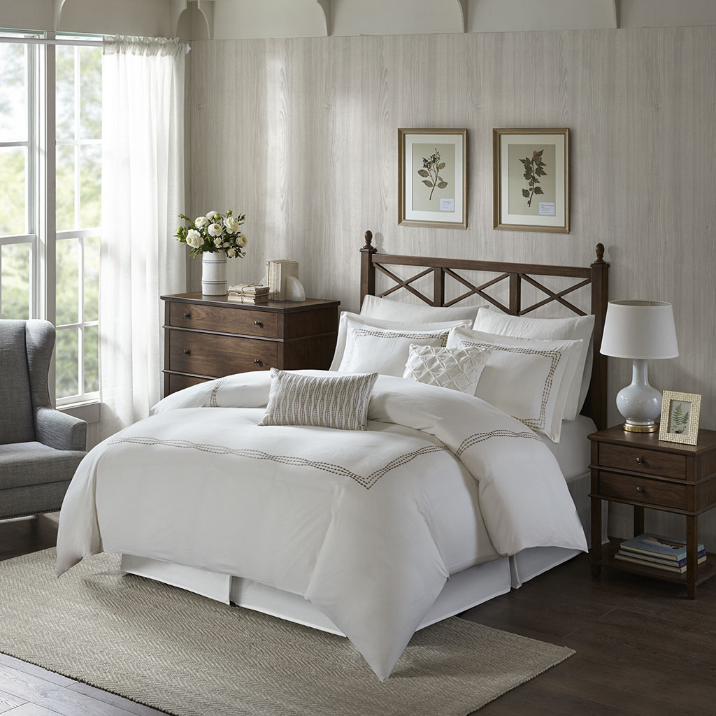

Harbor House - Burke 6 Piece Cotton Comforter Set - Taupe - Queen