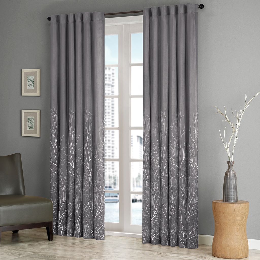 

Madison Park - Andora Window Curtain Pair - Grey - 95" Panel
