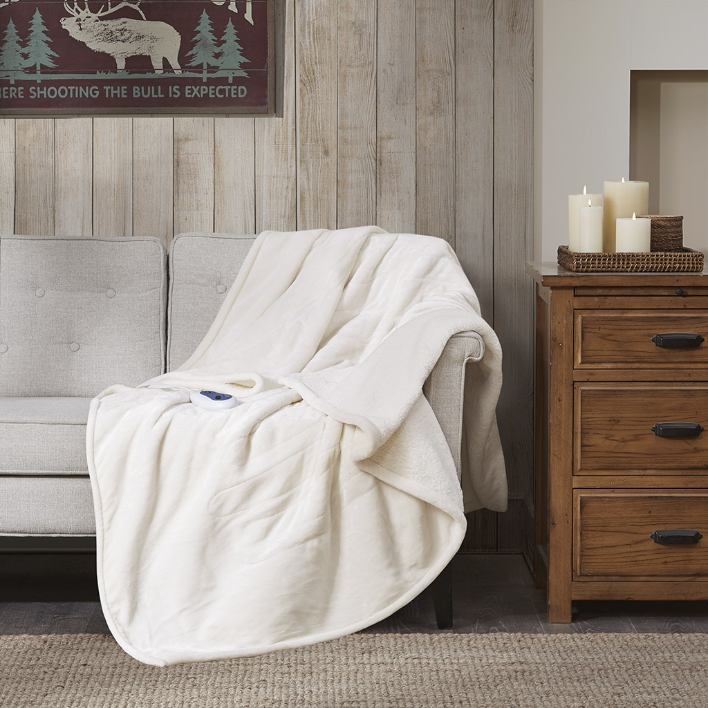 

Woolrich - Heated Plush to Berber Throw - Ivory - 60x70
